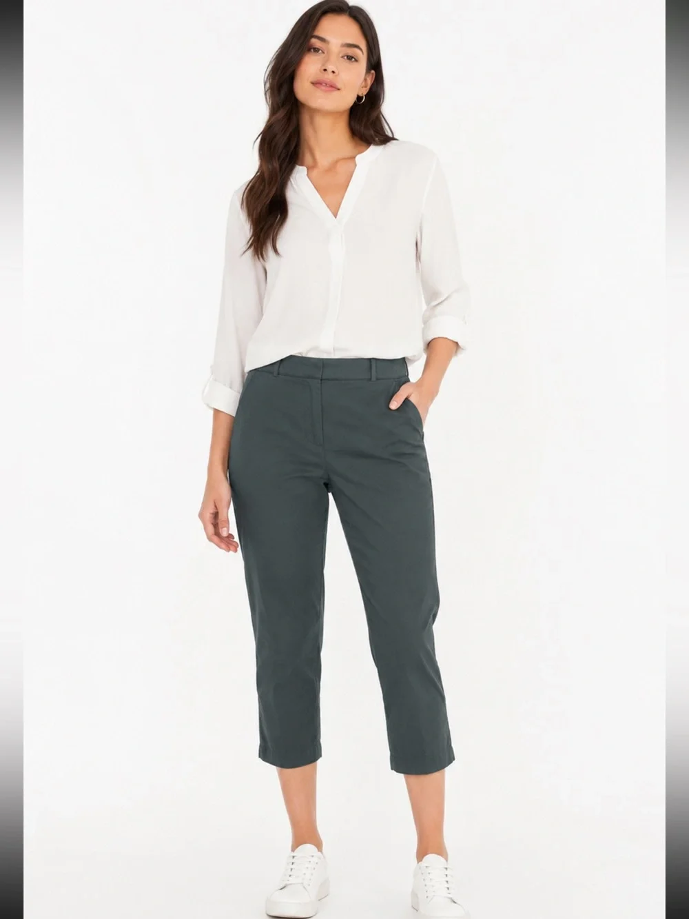Uniqlo Charcoal Gray Pull On Cropped Ankle Pants Women’s XL Career Casual